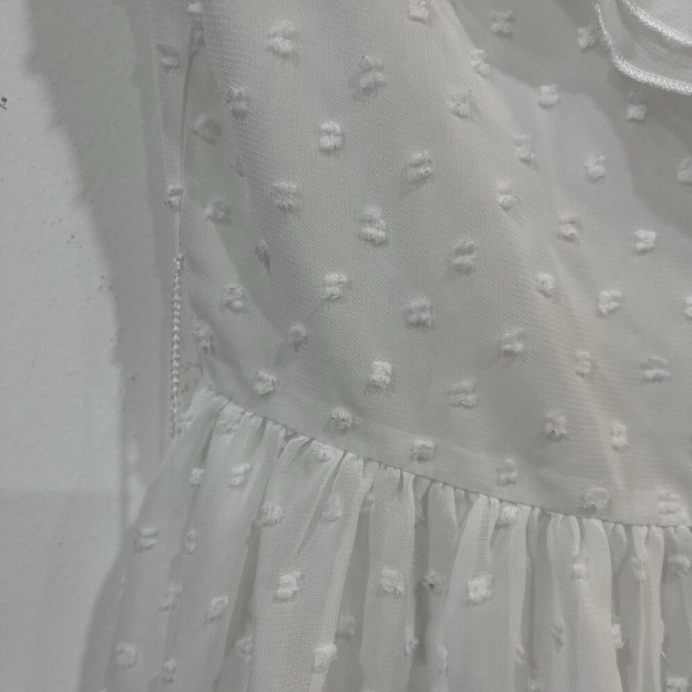 Sugar Thrillz Soft Regal Days White Ruffle Mini Dress Size Small Coquette Sheer - Picture 4 of 9